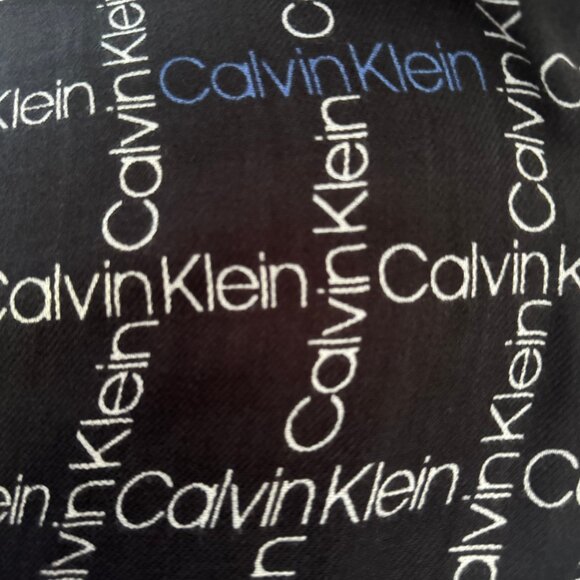 Calvin Klein Black Scarf with Allover Logo in White & Blue - Picture 5 of 7